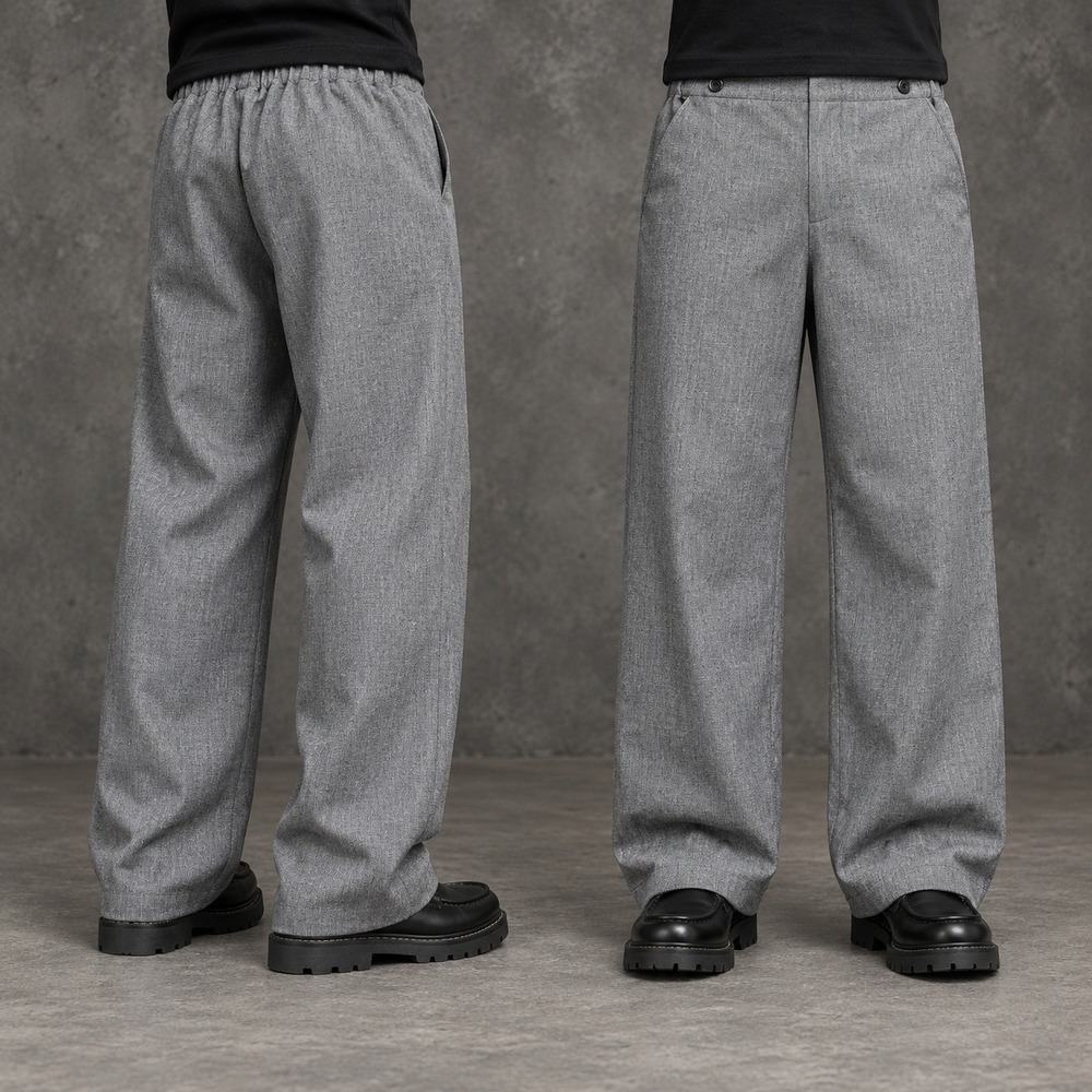 28W Grey Lightweight Wide Leg Dress Pants Y2K Vintage Spring Summer